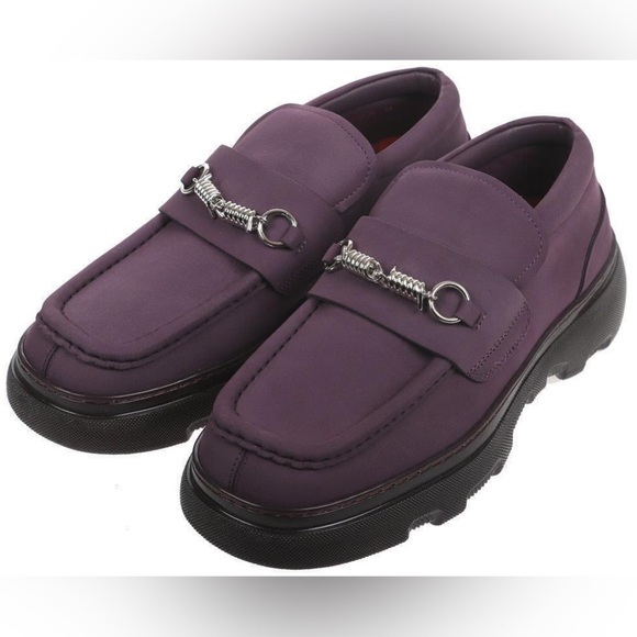 Burberry Unisex Plum Nubuck Creeper Clamp Leather Loaders | NEW/NIB!! - Picture 1 of 16
